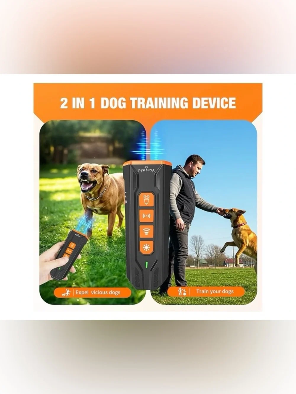 Dog Bark Deterrent Device | Rechargeable Ultrasonic Anti-Barking Trainer, SEALED